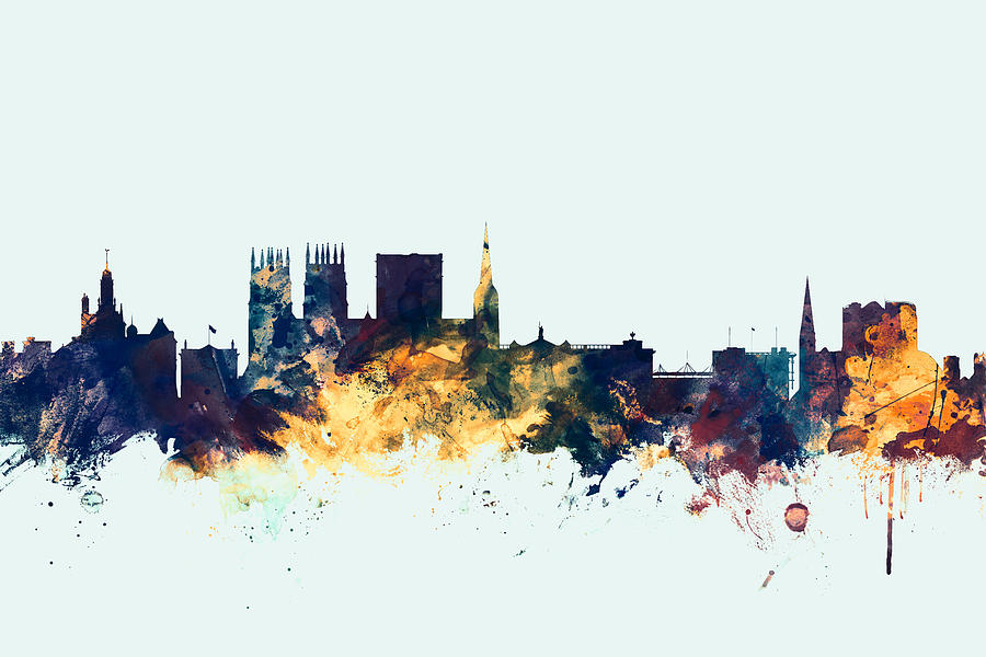 City Digital Art - York England Skyline #2 by Michael Tompsett