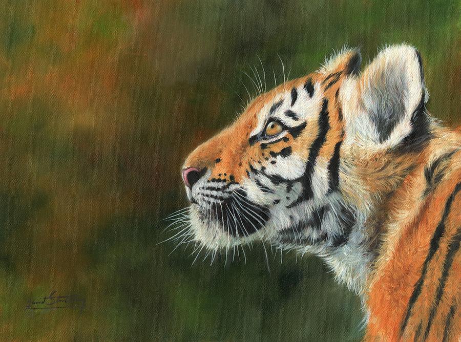 Young Amur Tiger  #2 Painting by David Stribbling