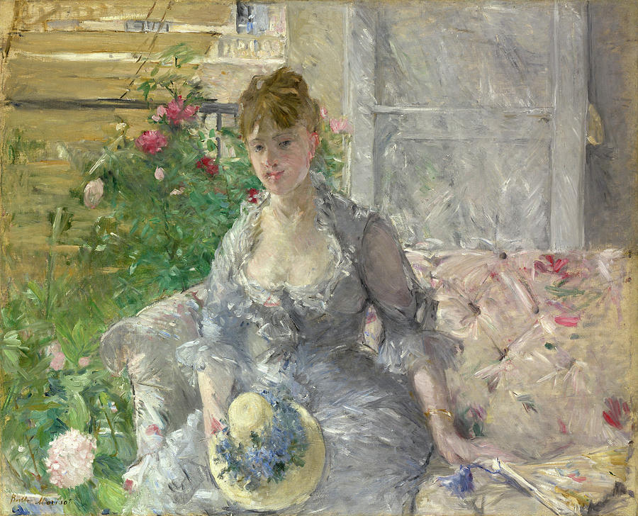 Young Woman Seated on a Sofa Painting by Berthe Morisot | Pixels