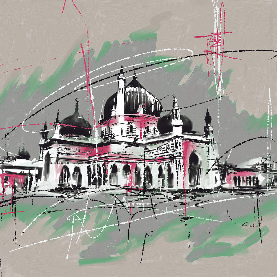 Zahir Mosque, Malaysia #2 Painting by Mawra Tahreem