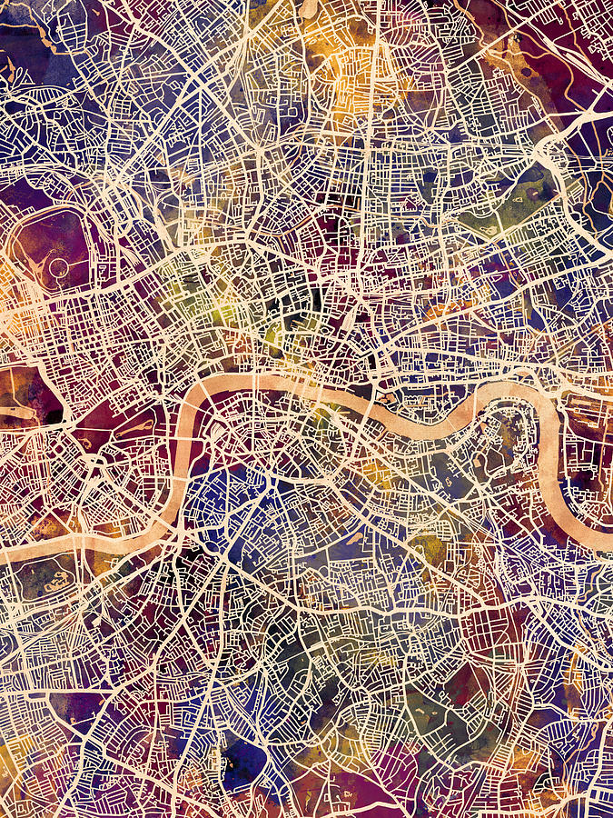 London England Street Map #20 Digital Art by Michael Tompsett