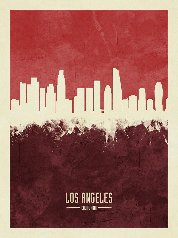Los Angeles California Skyline #20 Digital Art by Michael Tompsett