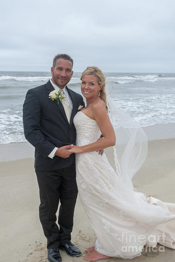 Wedding Pictures On Beach With Happy Couple Photograph