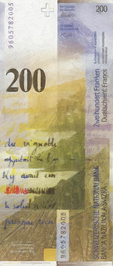 200 Swiss Franc Pop Art Bill Digital Art by Serge Averbukh