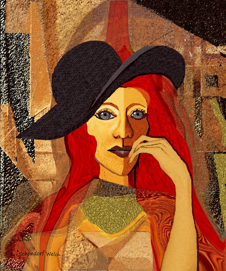 Pretty Woman Movie Painting - 200 - Woman with black hat .... by Irmgard Schoendorf Welch