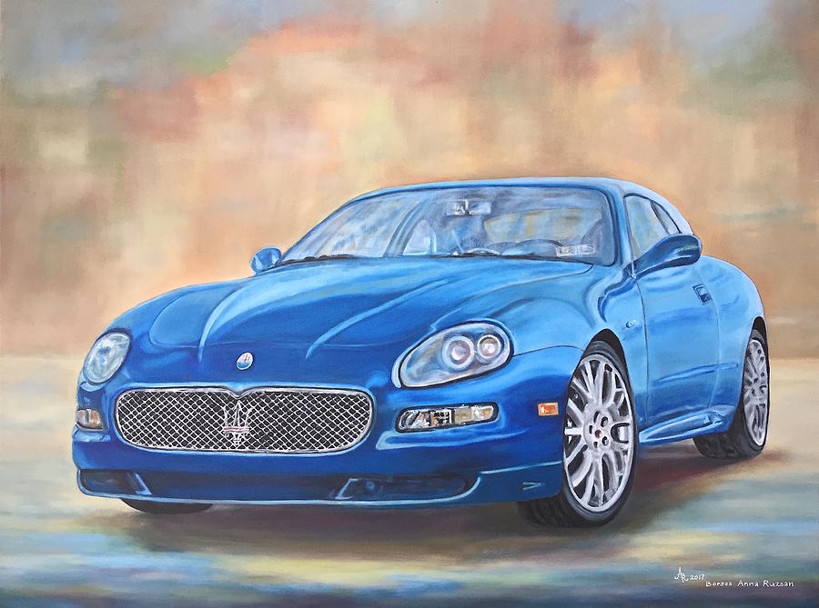 2005 Blue Maserati Gransport  Painting by Anna Ruzsan