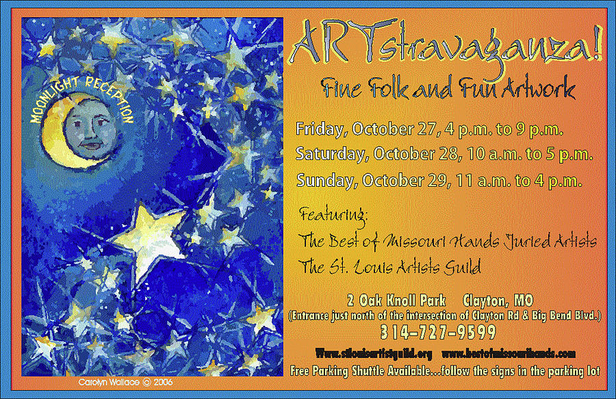 2006 ARTstravaganza Poster Moon and Stars Digital Art by Carolyn Coffey Wallace