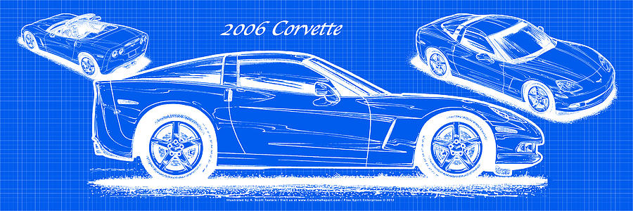 2006 Corvette Blueprint Series Digital Art by K Scott Teeters