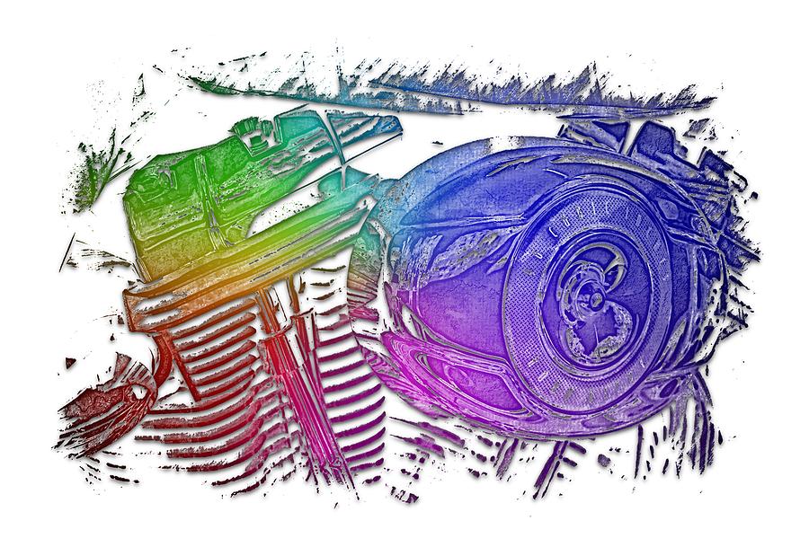 2007 Harley C 01 Cool Rainbow 3 Dimensional Photograph by DiDesigns Graphics