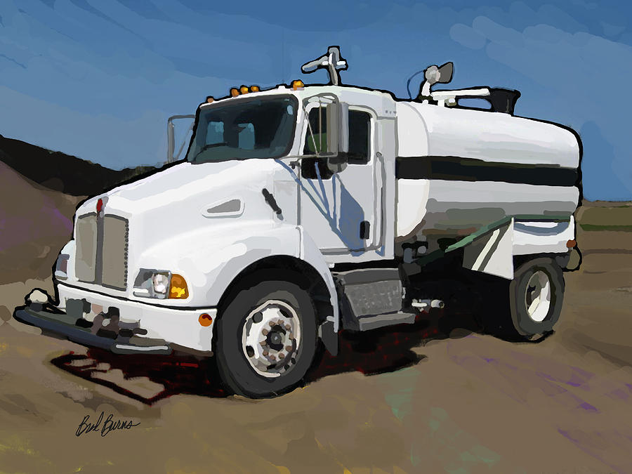 Magazine Cover Painting - 2007 Kenworth T300 Water Truck by Brad Burns