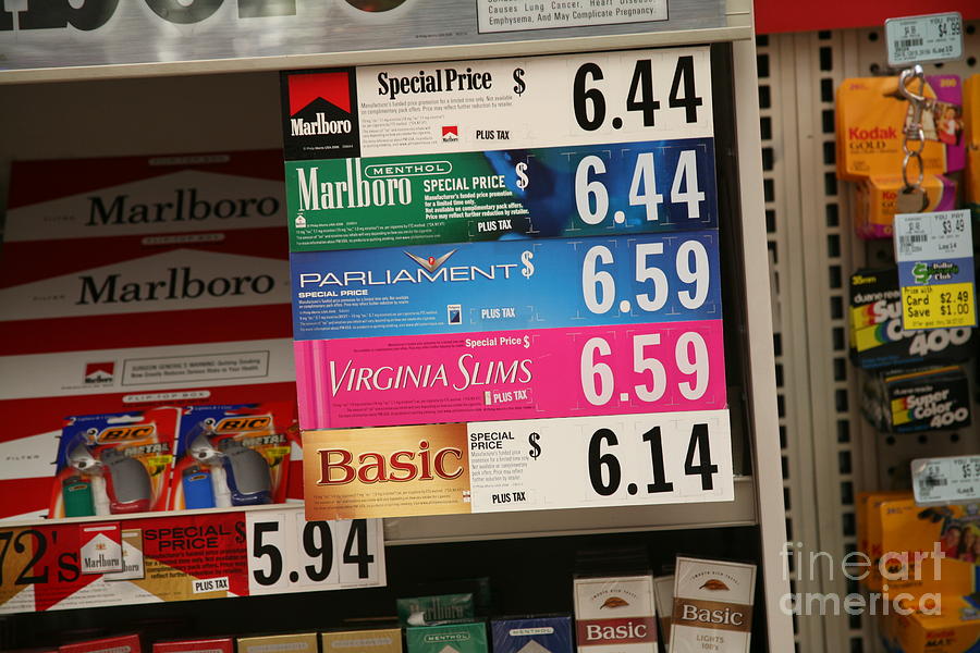 2007 Price Cigarettes Pkg, 2017 Price is $13 pkg. NYC  Photograph by Chuck Kuhn