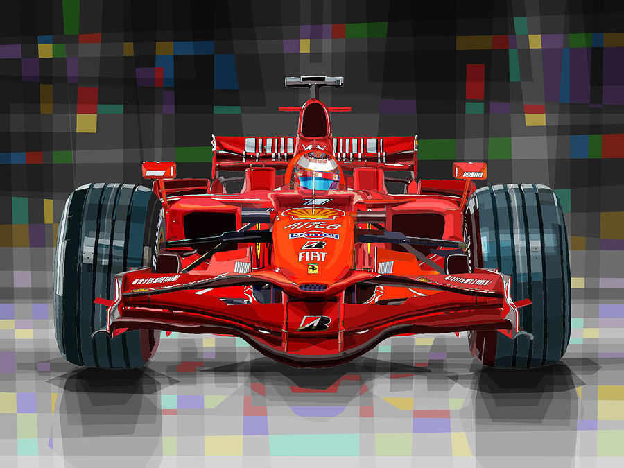 Automotive Digital Art - 2008 Ferrari F1 Racing Car Kimi Raikkonen by Yuriy Shevchuk