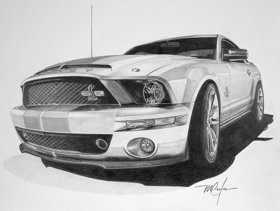 2008 Shelby Cobra 40th Anniversary 1968-2008 Drawing by Dan Menta