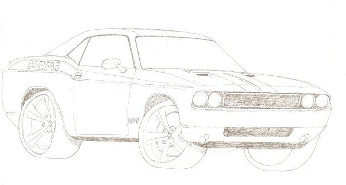 2009 Dodge Challenger Drawing by David Fields - Fine Art America