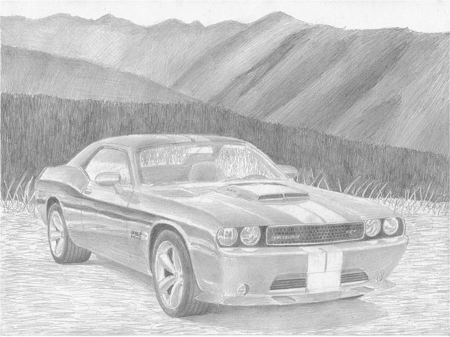 Dodge Challenger Drawing  Etsy