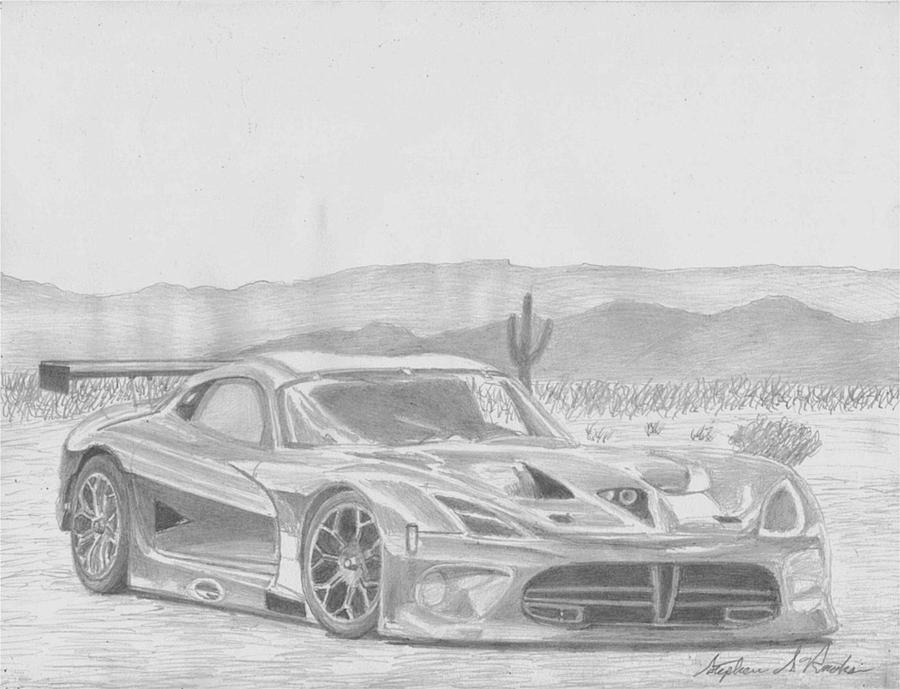 2013 Dodge Viper GTS-R SPORTS CAR ART PRINT Drawing by Stephen Rooks