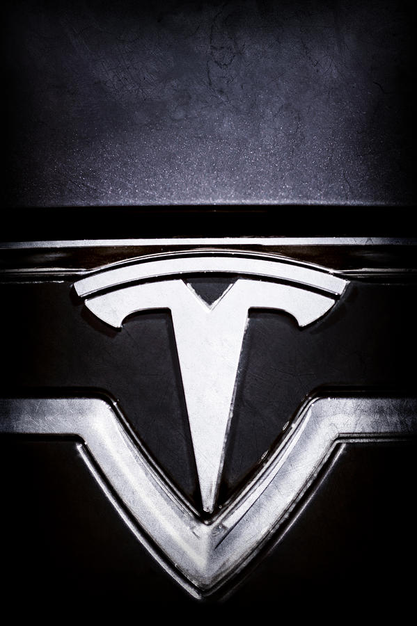Transportation Photograph - 2013 Tesla Model S Emblem -0122ac2 by Jill Reger