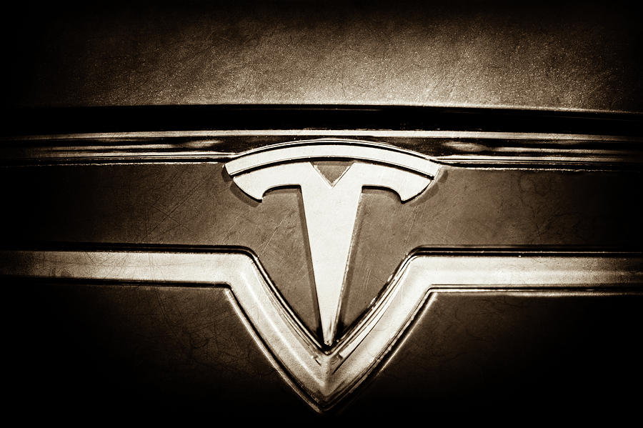 2013 Tesla Model S Emblem -0122s1 Photograph by Jill Reger