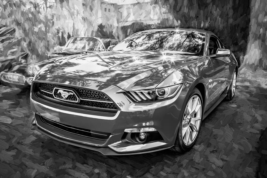 2014 Ford Mustang GT Painted BW Photograph by Rich Franco