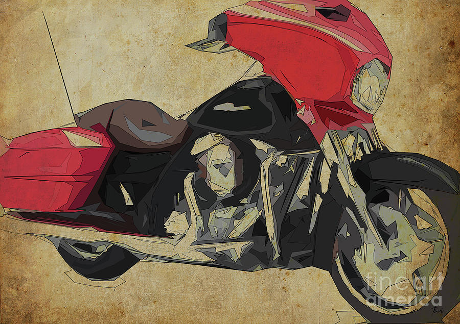 Abstract Digital Art - 2014 Harley motorcycle abstract art for bikers by Drawspots Illustrations