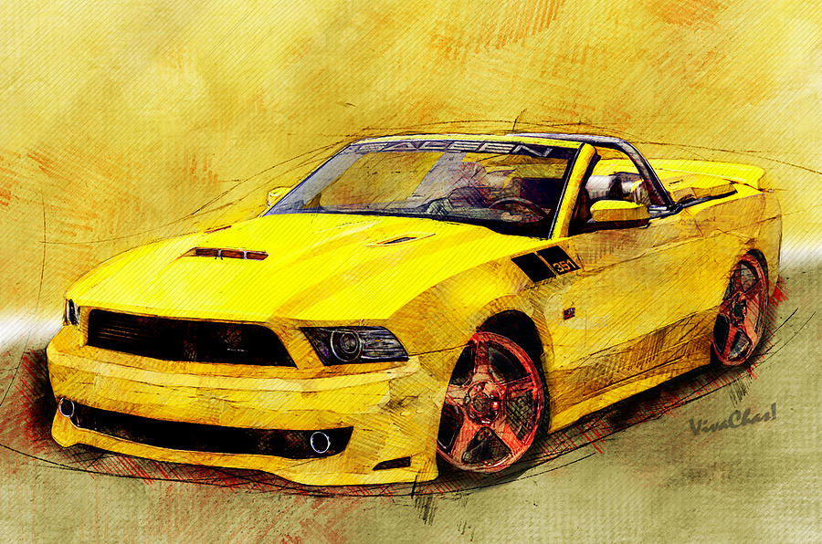 2014 Saleen Mustang Convertible s351 Mixed Media by Chas Sinklier