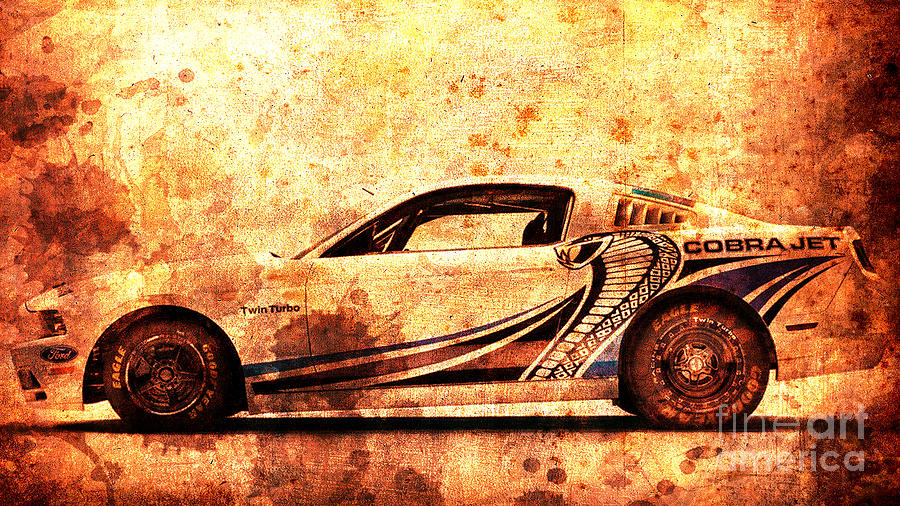 Race Car Digital Art - 2015 Ford Mustang Cobra Jet Turbo by Drawspots Illustrations