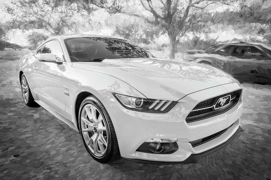 2015 Ford Mustang GT 50th Anniversary Edition BW c152      Photograph by Rich Franco