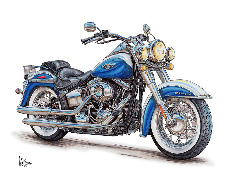 2015 Harley Softail Deluxe Drawing by Shannon Watts