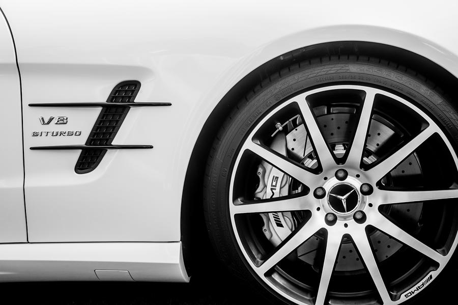 2015 Mercedes-Benz SL63 AMG Roadster Wheel Emblem -0653bw Photograph by Jill Reger