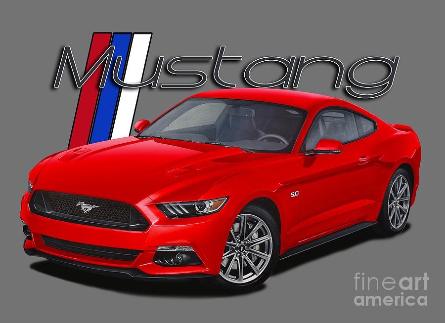 Car Digital Art - 2015 Red Mustang by Paul Kuras