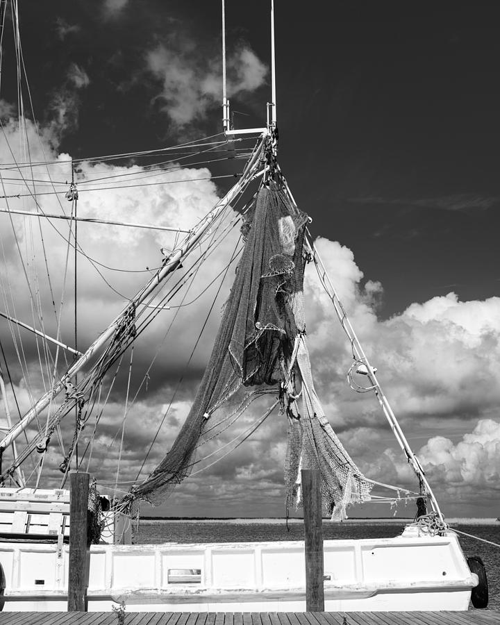 Boat Photograph - 201503140-035XK Rigging Triangles BW 4x5 by Alan Tonnesen