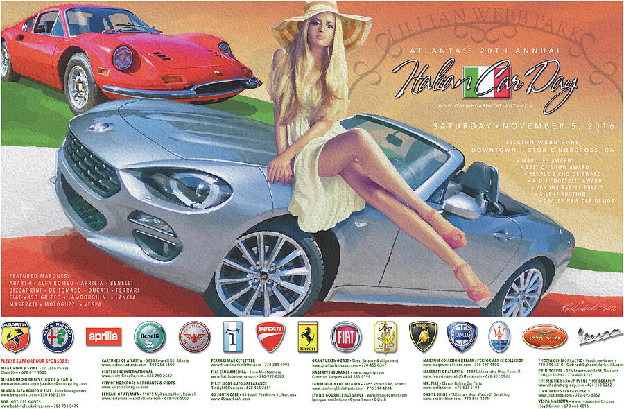 2016 Atlanta Italian Car Day Poster Digital Art by Rick Andreoli