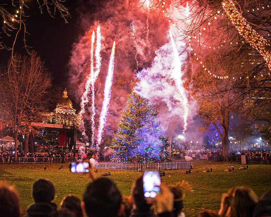 2016 Boston Common Christmas Tree Lighting Boston MA Fireworks Photograph by Toby McGuire
