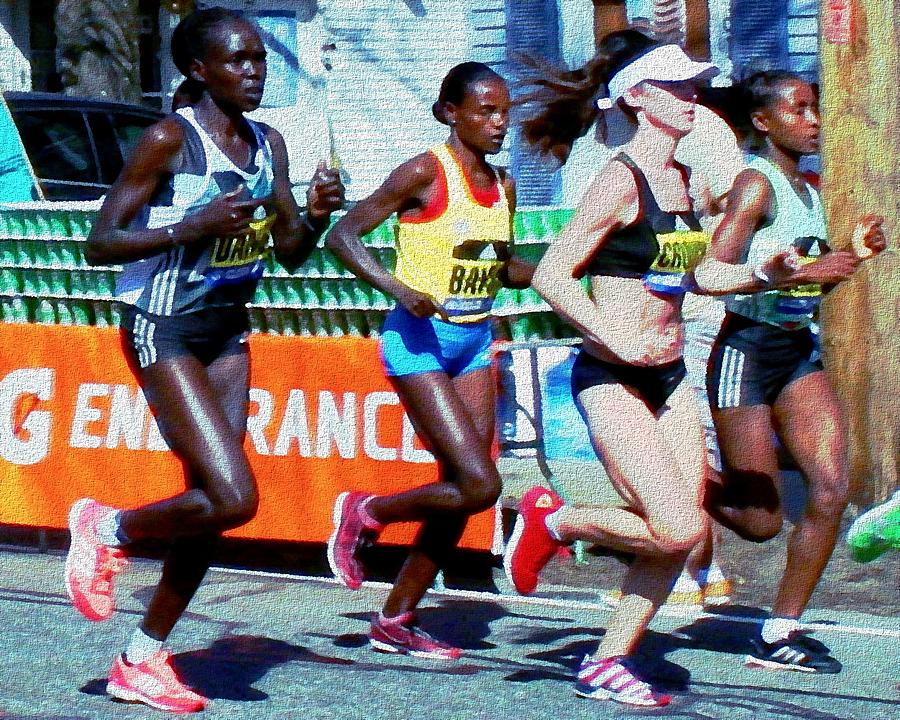 2016 Boston Marathon Winner 2 Painting by Cliff Wilson