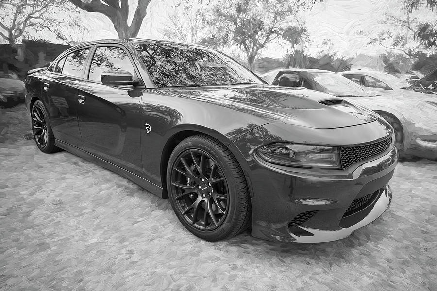 2016 Dodge SRT Hellcat Charger c206 BW Photograph by Rich Franco