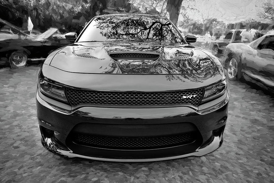 2016 Dodge SRT Hellcat Charger c207 BW Photograph by Rich Franco