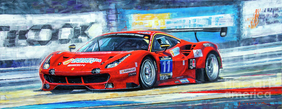 Automotive Painting - 2016 Hankook 24H Epilog Brno Ferrari 488 GT3 winner by Yuriy Shevchuk Automotive Painting - 2016 Hankook 24H Epilog Brno Ferrari 488 GT3 winner by Yuriy Shevchuk