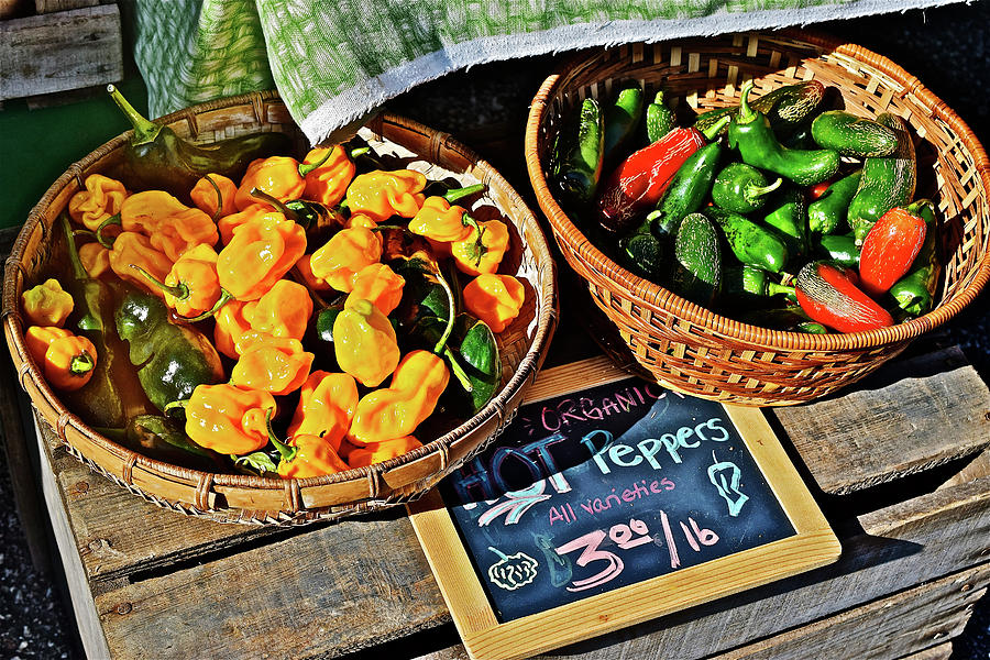 2016 Monona Farmers Market Organic Hot Peppers Photograph by Janis Senungetuk