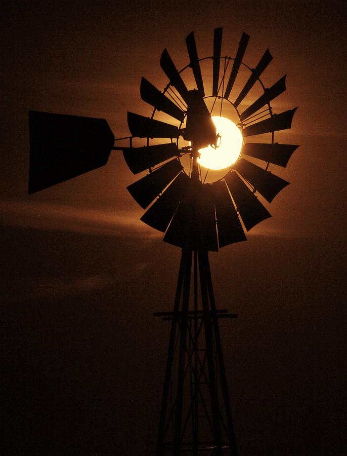 2016 Super Moon Thru Windmill in Kansas Photograph by Greg Rud - Fine ...