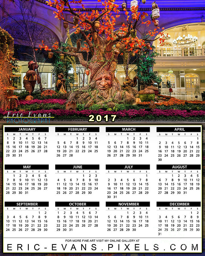 2017 Calendar Bellagio Enchanted Tree Photograph by Aloha Art Pixels
