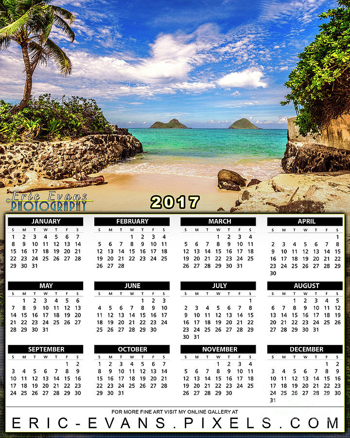 2017 Calendar Lanikai Beach Cove  Photograph by Aloha Art
