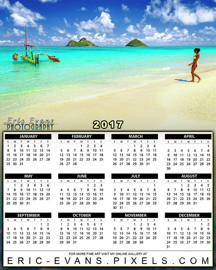 2017 Calendar Lanikai Beach Paradise  Photograph by Aloha Art