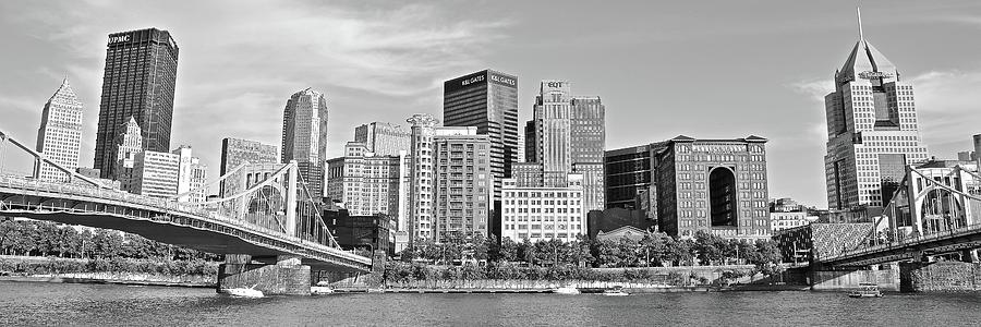 2017 Panoramic Black and White Pittsburgh View Photograph by Frozen in Time Fine Art Photography