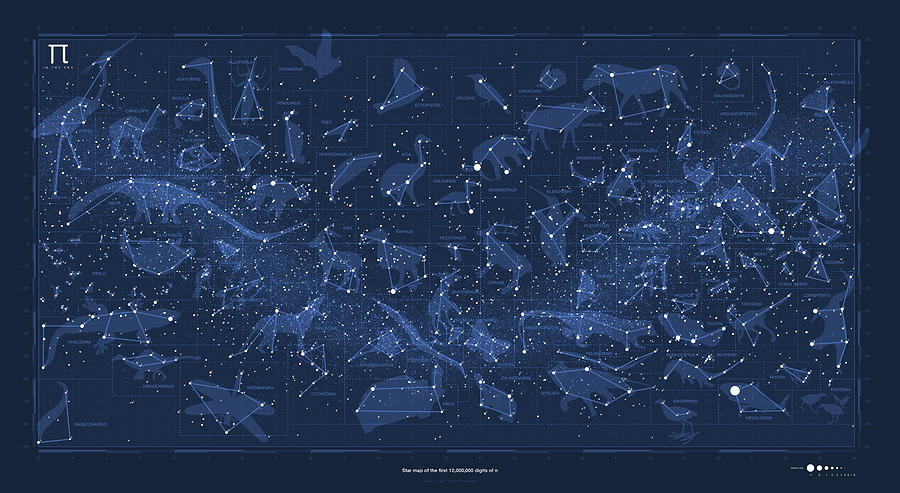 2017 Pi Day Star Chart Carree Projection Digital Art by Martin Krzywinski