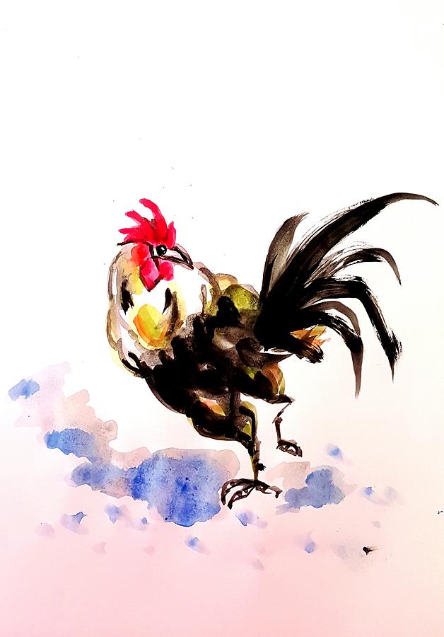 2017 Rooster  Painting by Hae Kim