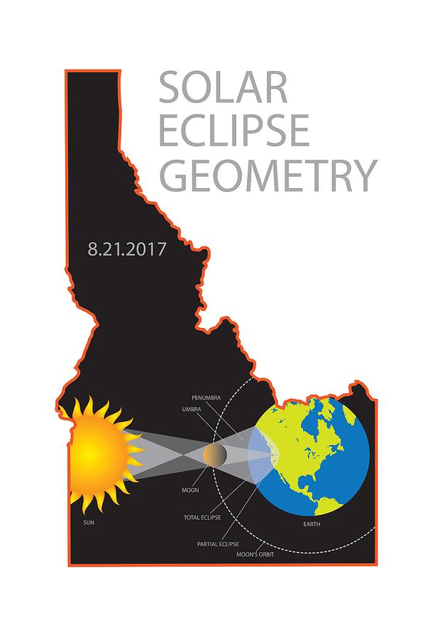 2017 Solar Eclipse Geometry Idaho State Map Illustration Photograph by ...