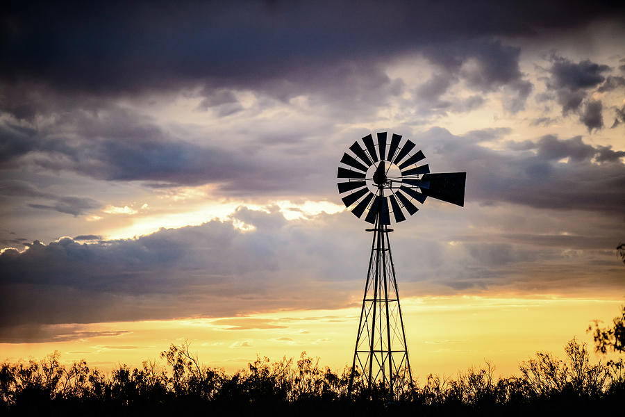 Landscape Photograph - 2017_09_Midland TX_Windmill 3 by Brian Farmer