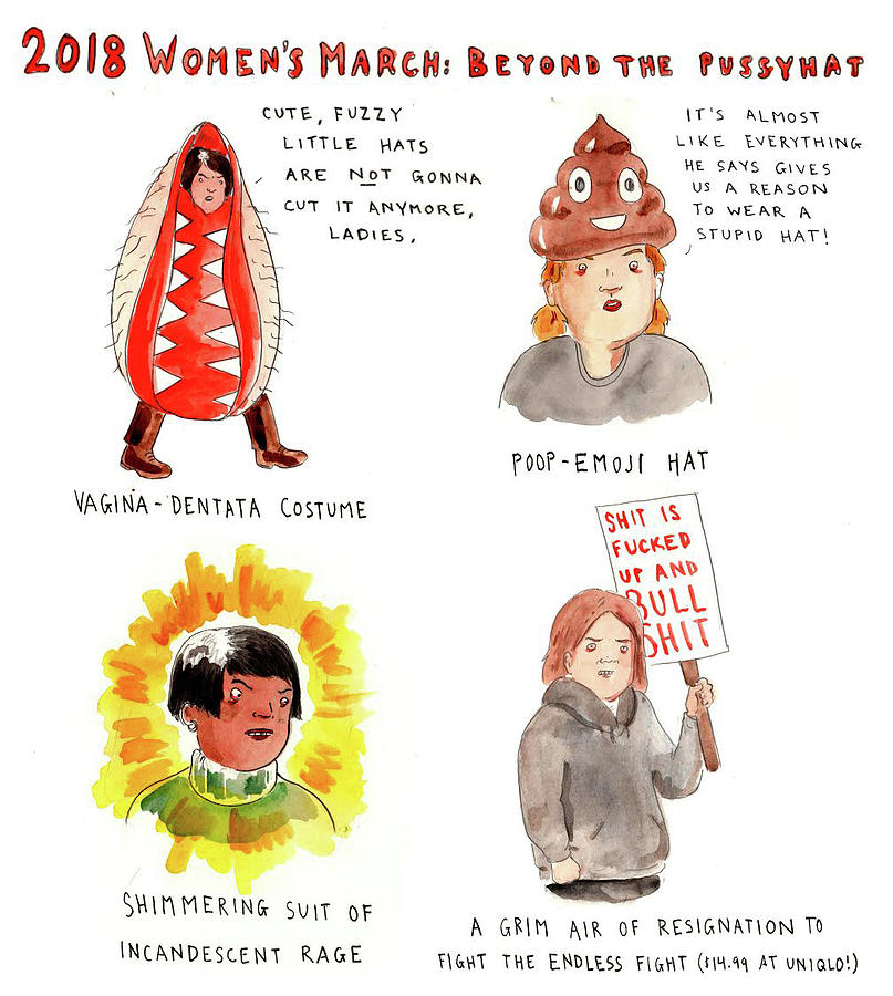 2018 Womens March Drawing by Emily Flake