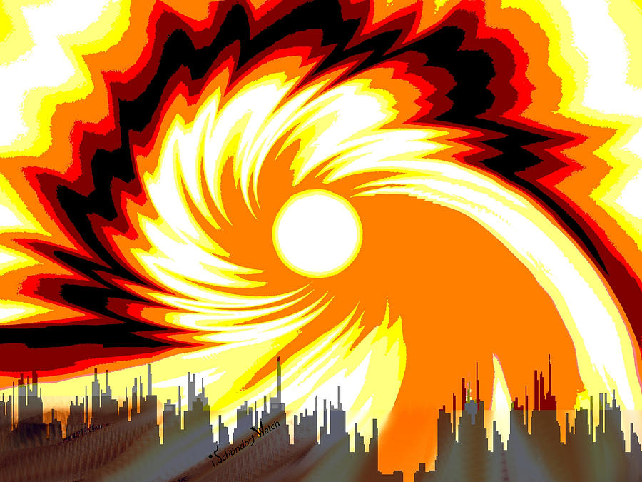  205 - Poster Climate Change  2 ... Burning Summer  Sun  #205 Digital Art by Irmgard Schoendorf Welch