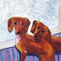 Dachshund Painting - Rosie and Charlie by Cherri Lamarr Dachshund Painting - Rosie and Charlie by Cherri Lamarr